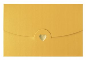Koperty mini 6x10cm 10szt 220g złote serce ozdobne na podziękowania, kartki
