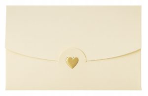 Koperty mini 6x10cm 10szt 220g złote serce ozdobne na podziękowania, kartki