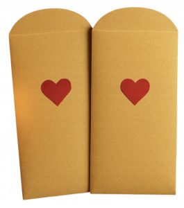 Koperty 9X17cm Złoty Brokat 200g Zestaw Papier Premium Serce czerwone