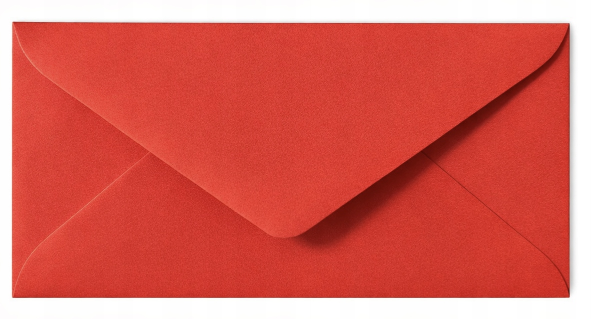 Koperty Mini DL 16x8cm Czerwone 10sztuk na Voucher Pieniądze Bilecik