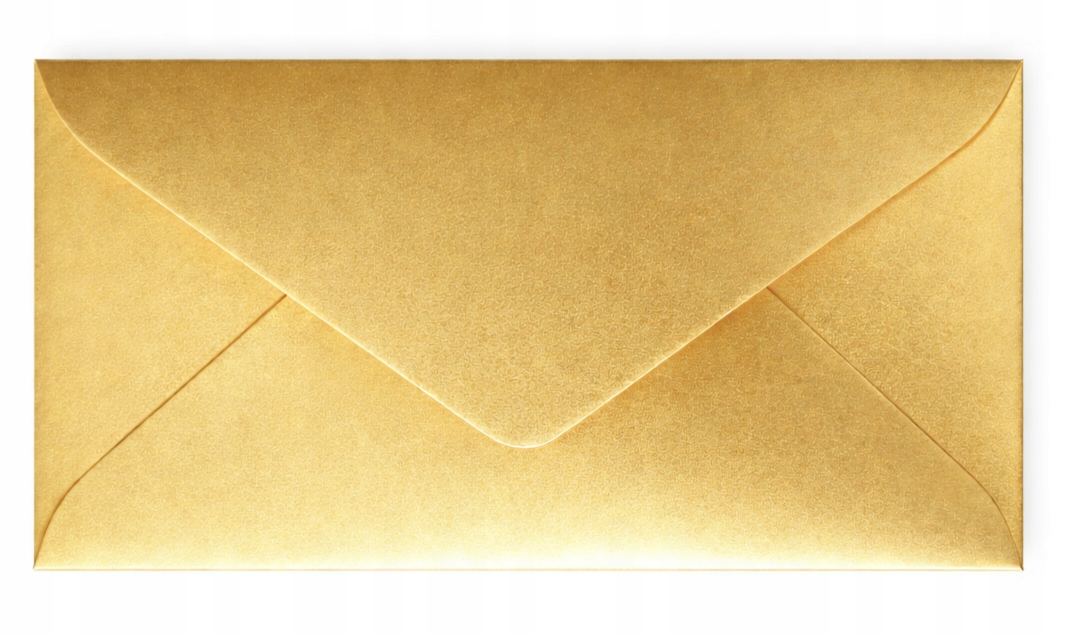 Koperty Mini DL 16x8cm 10sztuk na Voucher Pieniądze Bilecik złoto gold
