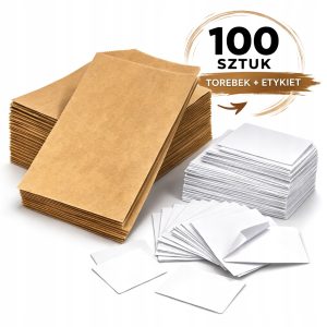 Torebki na nasiona 7x11cm etykiety 100 sztuk Eko Kraft Torebki Papierowe