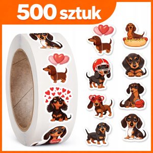 Naklejki dla Dzieci Motywacyjne 500sztuk wzory Pieski Jamniki mix