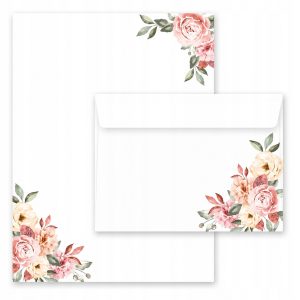 Zestaw Papeterii Kwiatowej – Papier Listowy + Koperty 10sztuk C6