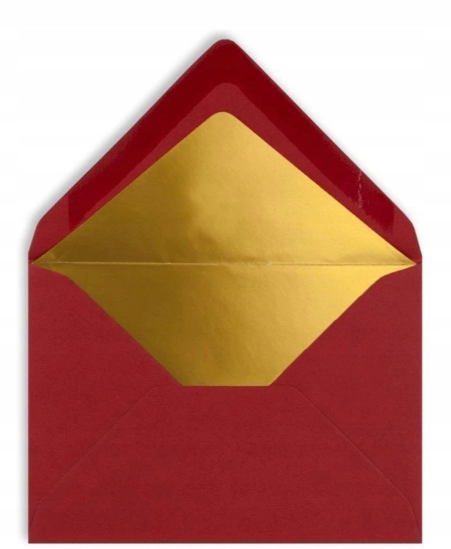Mini Koperty Czerwone 8x11,4 cm Złoty Środek 120g Premium 10 SZTUK - obrazek 3