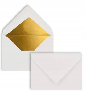 Mini Koperty Białe 8x11,4 cm Złoty Środek 120g Premium 10 Sztuk
